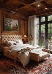 Luxurious Wooden Bedroom with Classic Furniture