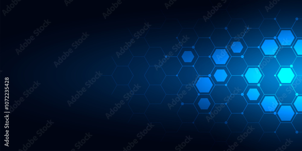 Poster Abstract technology background and design element with hexagons pattern and geometric shapes