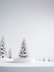 Fototapeta premium Christmas Winter Product podium on the background of drifts, snowflakes and snow. Realistic product podium for winter and christmas discount design, sale.