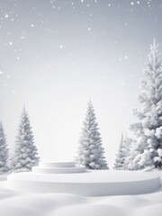 Obraz premium Christmas Winter Product podium on the background of drifts, snowflakes and snow. Realistic product podium for winter and christmas discount design, sale.