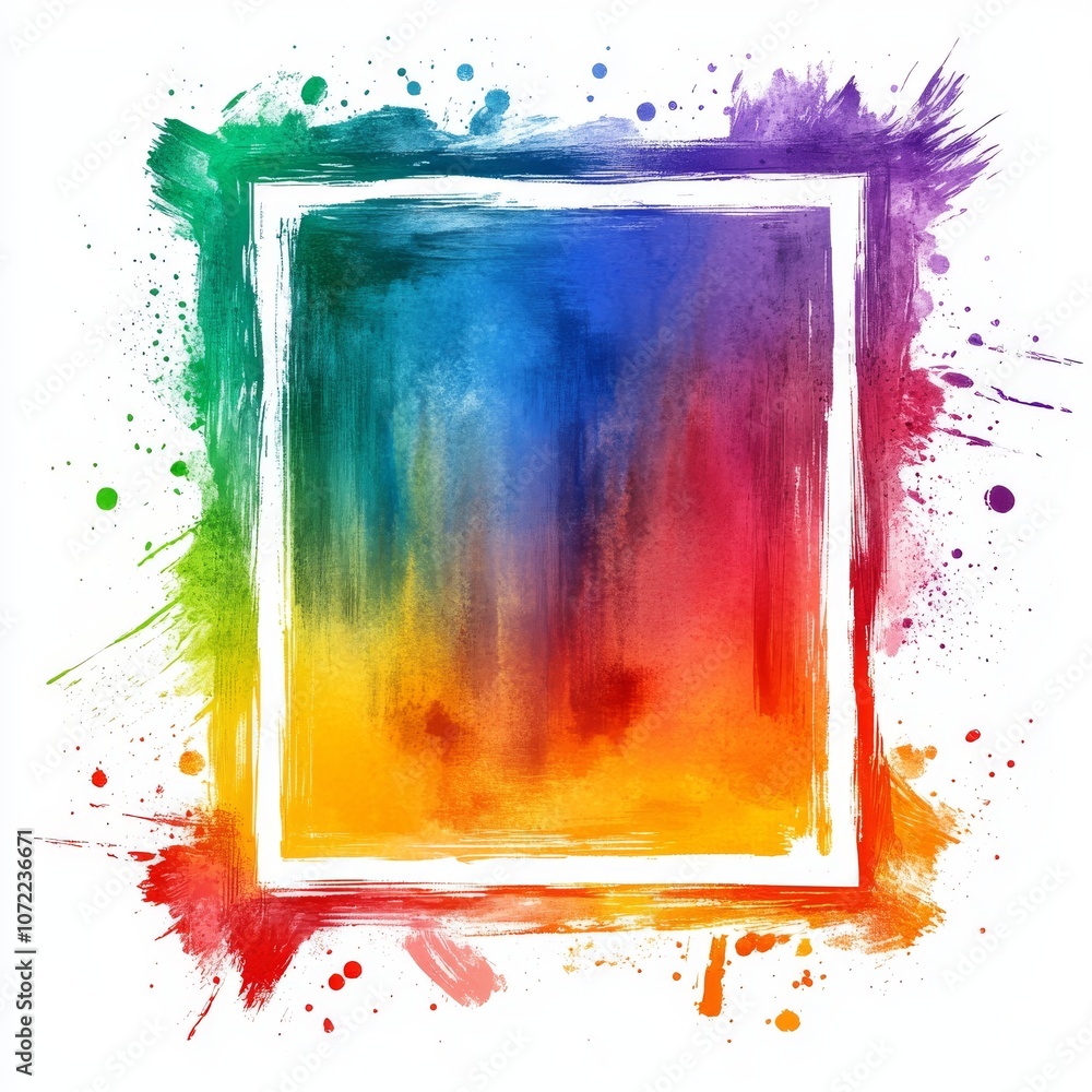 Poster colorful abstract splash with frame for art display