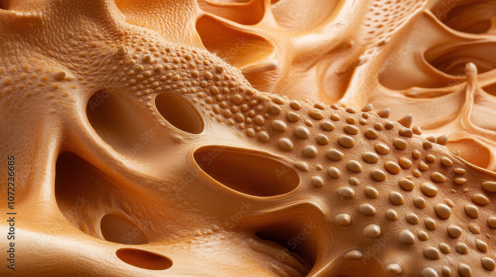 Poster intricate orange texture with unique patterns and shapes, resembling leather