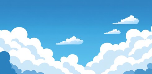 Blue Sky with White Puffy Clouds