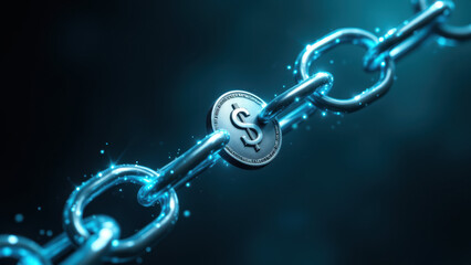 Obraz premium Stablecoin visual metaphor with chains and lock.