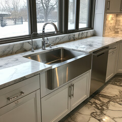 Cozy Country Kitchen with Large Sink