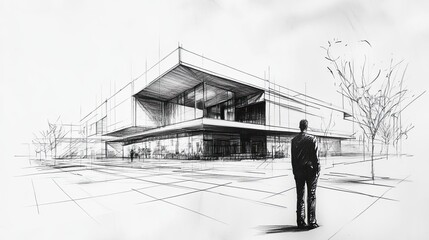 Architecture based on an architectural project business architecture buildings construction Colleagues designer Design Design based on a drawing with compasses. 