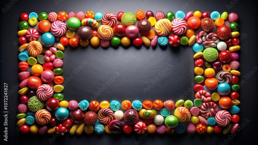 Poster A vibrant assortment of colorful candy forms a border, creating a whimsical frame for your message.