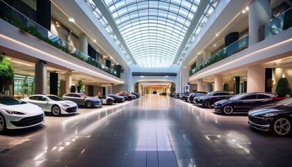 Vehicle exhibition hall where automobiles are displayed