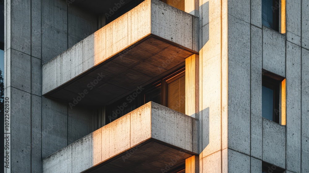 Poster close-up of building corner with vertical lines and soft lighting, showcasing urban geometry and min
