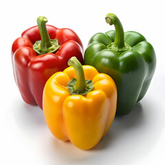A fresh bell pepper displayed on a white background