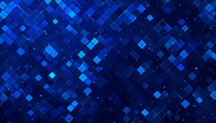 Abstract Blue Geometric Pattern with Glowing Squares