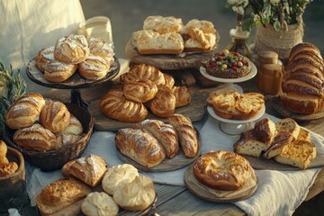 Freshly Baked Pastries on Decorative Table