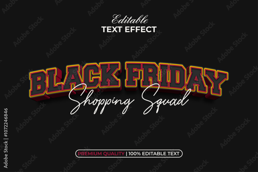 Aufkleber black friday 3d curved text effect style. editable text effect.
