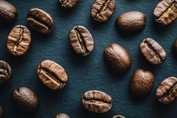 Naklejka premium Fresh Coffee Beans on Dark Background