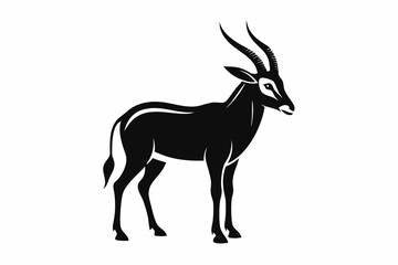 Arabian Oryx Silhouette Desert Wildlife Vector Art, silhouette of a gazelle head vector black animal illustration on a white background.