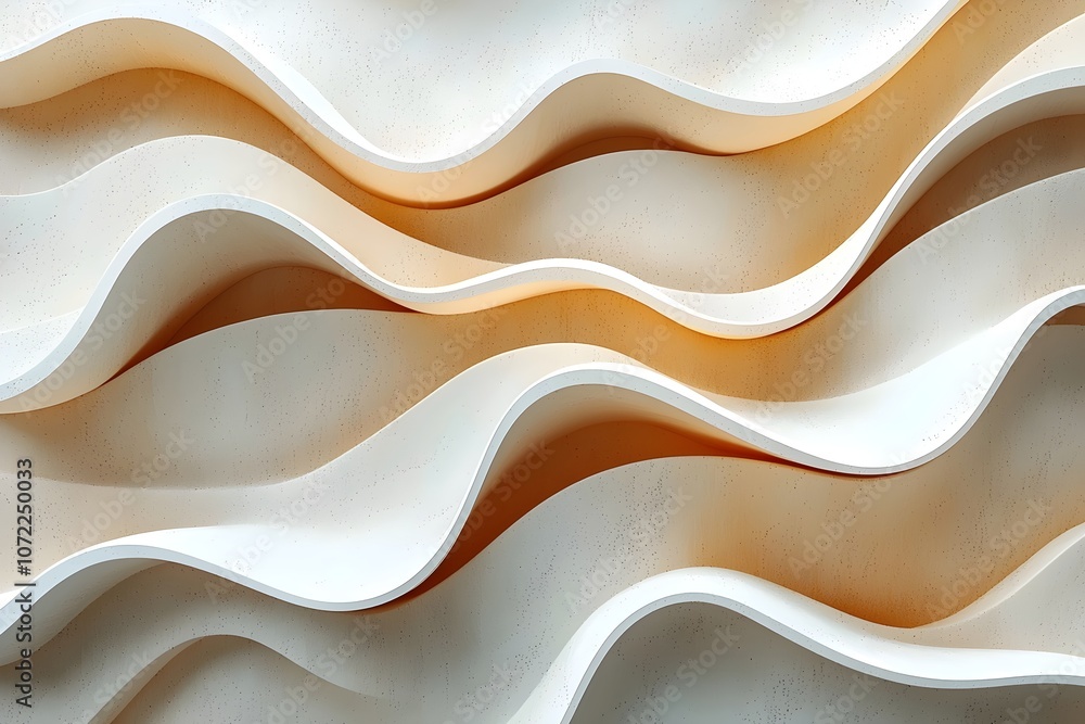 Poster an abstract pattern of soft white and beige waves creates a flowing, textured design, conveying a se