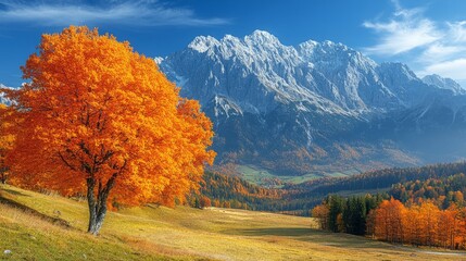 Fototapeta premium Stunning Alpine Landscape in the Julian Alps with Vibrant Autumn Forests and Breathtaking Mountain Views