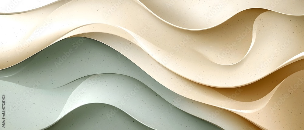 Poster abstract wavy patterns in soft beige and green tones create a calming and modern aesthetic. the smoo