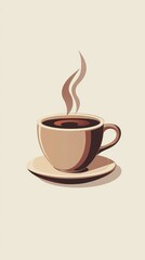 Obraz premium Minimalist Coffee Cup Illustration in Soft Colors