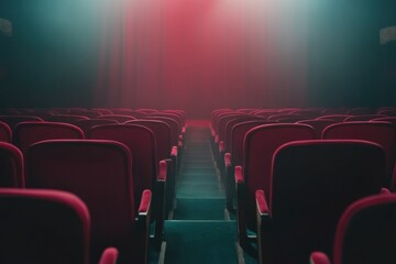 Obraz premium Empty Theater Seats in Atmospheric Lighting