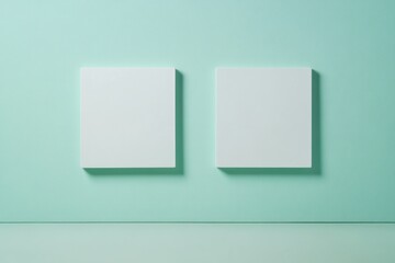 Fototapeta premium Minimalist Art Squares on Mint Green Background