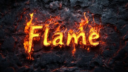 Flame text effect, fire orange color editable text style on dark grunge textured background