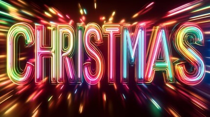 Glowing Christmas lights form festive text, illuminating holiday spirit with warm hues on dark background.