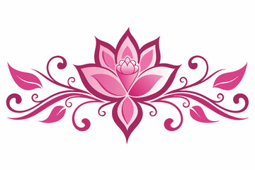 Fototapeta premium Central Pink Lotus Flower on White Background, abstract floral background