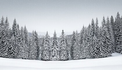 Obraz premium Minimalist christmas line art. Winter forest illustration