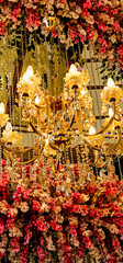 christmas decorations, hanging lamp around with flowers and decorations,  lighting,  interior decorations 