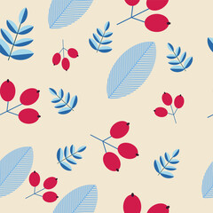 Winter holidays background with pine branches and snowflakes. Winter card design. seamless White snow falling on sky blue  pattern. repeating texture for  greeting card or banner. Vector eps10 