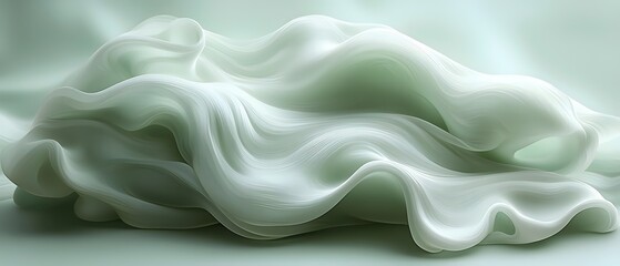 Obraz premium A serene composition featuring soft, flowing fabric in shades of light mint green, evoking a calming and tranquil mood with gentle curves and elegant textures.