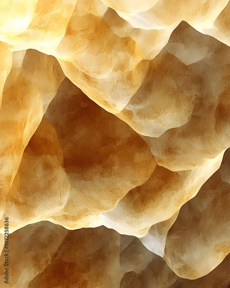 Poster an abstract close-up of a textured surface showcasing warm golden and brown hues. the interplay of l