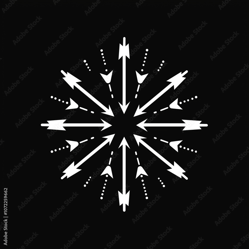 Aufkleber abstract geometric pattern with arrows and dots on black background