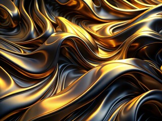 Metallic Liquid Texture with Golden Highlights