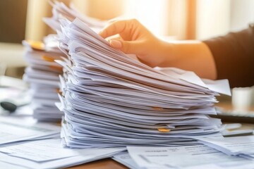 Broker Reviewing Documents at Office Desk