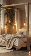 Cozy Modern Apartment Bedroom with Canopy Bed