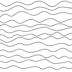 Thin line wavy abstract vector background. Curve wave. Line art striped graphic template. Vector