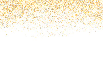 Golden glitter confetti falling down isolated on PNG. Gold falling confetti frame. Repeated golden dotted glitter frame for New Year, birthday party background celebration
