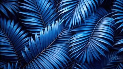 Blue Palm Leaves Pattern in Tropical Photography