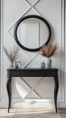 Stylish Entryway Console with Mirror and Decor