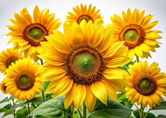 Obraz premium Bright Yellow Sunflowers Isolated on Transparent Background