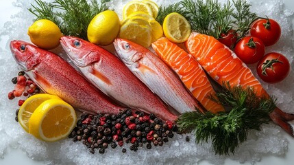 Whole Fresh Fish on White Background - Showcasing Natural Seafood for Culinary and Market Presentation