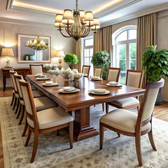 A dining table is a central piece for meals, often surrounded