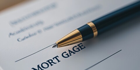 Obraz premium A pen rests on a mortgage document symbolizing the home loan process