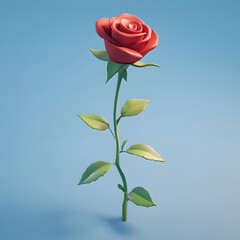 Fototapeta premium Red Rose on Minimal Blue Background