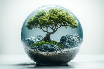 Enclosed Ecosystem: A Miniature World Inside a Glass Sphere