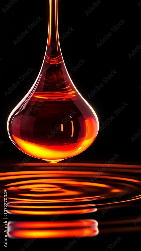 Aufkleber a single drop of orange liquid falls into a pool of the same liquid, creating concentric ripples on 