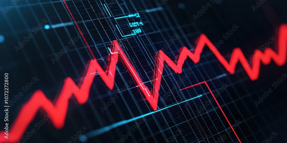 Aufkleber the impact of an upward-pointing red line graph on data analysis growth
