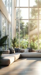 Fototapeta premium Bright Modern Lounge with Large Sectional Sofa